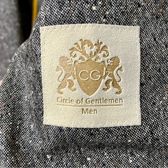 CIRCLE OF GENTLEMEN 100% Virgin Wool Grey Blazer Brown Suede Elbow Patch Size 50 - Picture 11 of 13